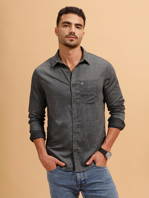 WROGN Men Checkered Casual Grey Shirt