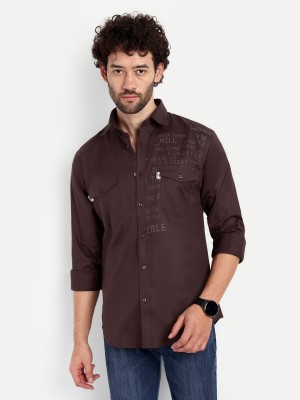 LeWogle Men Printed Casual Brown Shirt