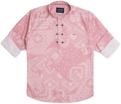 CAVIO Boys Printed Casual Pink Shirt