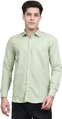J.A STYLING Men Solid Casual Light Green Shirt