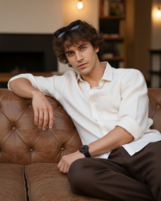 Pehanoge Men Solid Casual Cream Shirt