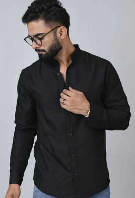 Jumii Enterprise Men Solid Formal Black Shirt