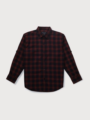 GINI & JONY Baby Boys Checkered Casual Black, Red Shirt