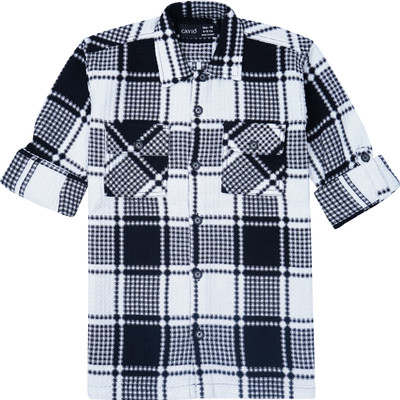 CAVIO Boys Checkered Casual Black Shirt