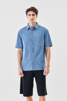 Snitch Men Solid Casual Blue Shirt