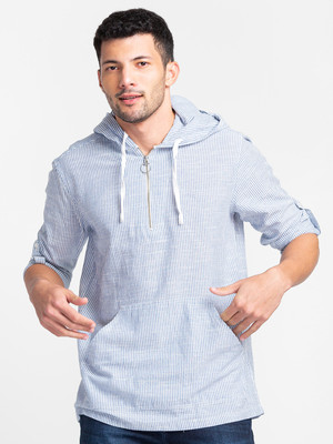 Globus Men Striped Casual White Shirt