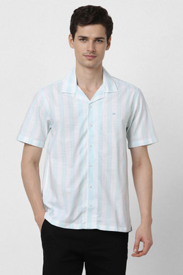 PETER ENGLAND Men Striped Casual Green Shirt