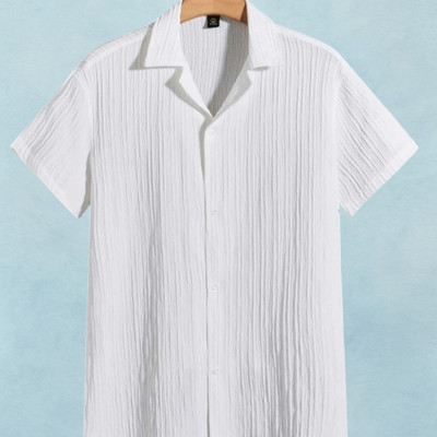 SHIRTWALA Men Self Design, Printed Casual White Shirt