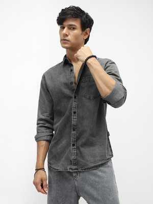 Urbano Fashion Men Solid Casual Grey Shirt