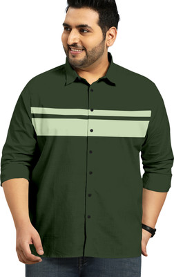 Jinaya Fashion Men Striped Casual Dark Green Shirt
