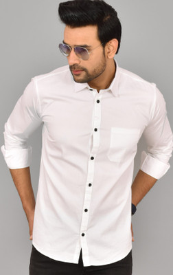 Hems trends Men Solid Casual White Shirt