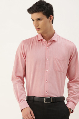 PETER ENGLAND Men Self Design Formal Pink Shirt