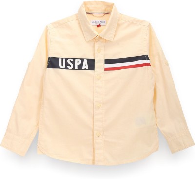 U.S. POLO ASSN. Boys Striped Casual Beige Shirt
