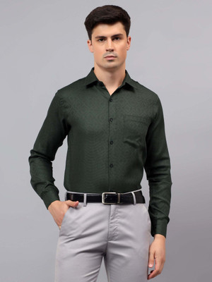 Apektra Men Self Design Casual Green Shirt