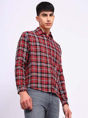 LEE Men Checkered Casual Red, Black, White Shirt