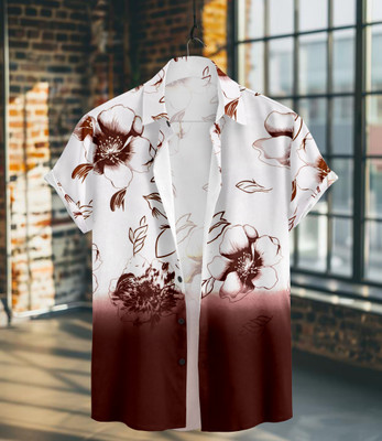 Le Pery Men Printed Casual Maroon Shirt