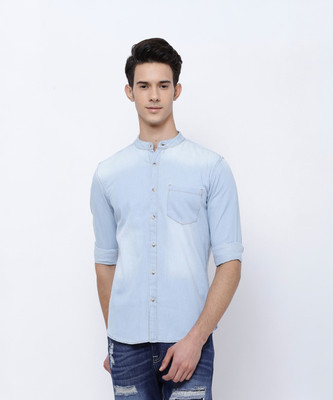 HIGHLANDER Men Solid Casual Light Blue Shirt