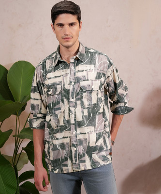 LOCOMOTIVE Men Printed Casual Pink Shirt