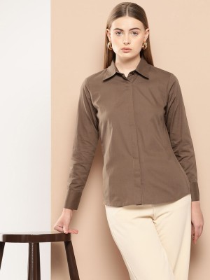 CHEMISTRY Women Solid Casual Brown Shirt