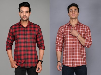 Tanip Men Checkered Casual Multicolor Shirt(Pack of 2)