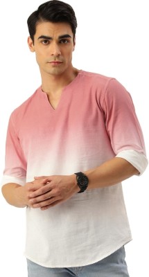 Bene Kleed Men Color Block Casual Pink Shirt