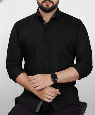 AVOLT Men Solid Formal Black Shirt