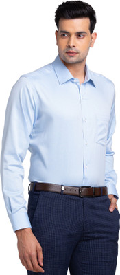 PARK AVENUE Men Self Design Formal Blue Shirt