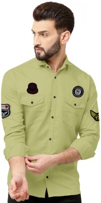 MHITAG Men Self Design Casual Light Green Shirt