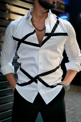 PROTOCOL Men Color Block Casual Black, White Shirt