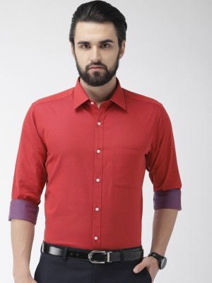 Raymond Men Solid Formal Red Shirt