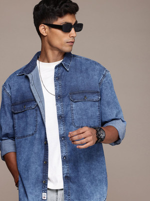 Roadster Men Solid Casual Blue Shirt