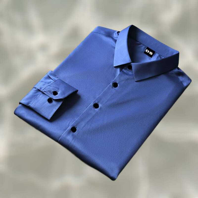 Maiverik Fashion Men Solid Casual Light Blue Shirt
