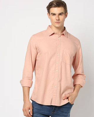 SHLOK TREND Men Solid Casual Orange Shirt