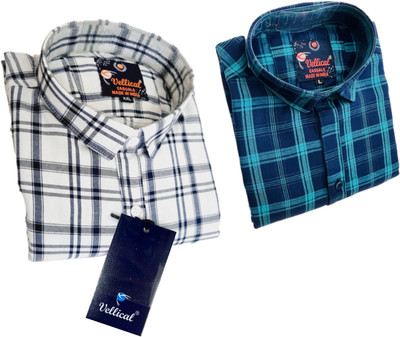 Vellical Men Checkered Casual Multicolor Shirt(Pack of 2)