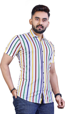 Qugue Men Striped Casual Multicolor Shirt