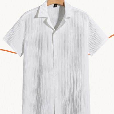 A FUBAR Men Self Design Formal White Shirt