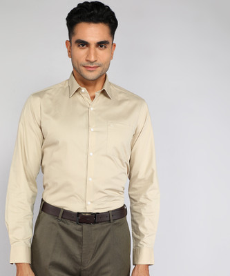 ARROW Men Solid Formal Beige Shirt