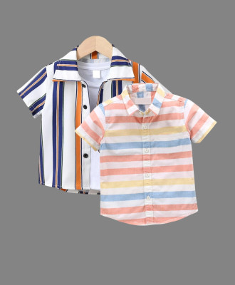 KILLER Boys Printed, Striped Casual Blue, Pink Shirt(Pack of 2)