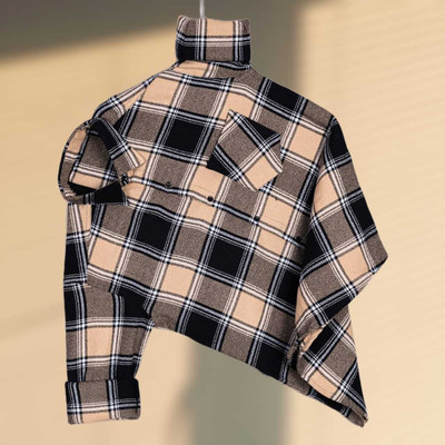 DHEEMHI Men Checkered Casual Cream Shirt