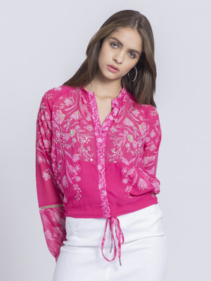 SHAYE SHAYE Women Embroidered Casual Pink Shirt