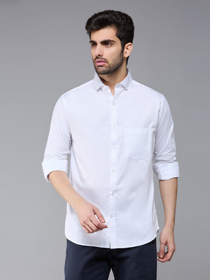 YUGENTO Men Solid Formal White Shirt
