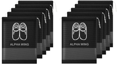 ALPHA WING ALPHA0512 SHOES COVER Polyester Black Flat Shoe Cover, Toes Shoe Cover(43CM X 30CM Pack of 12)