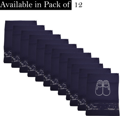 ETHIANA Travel Shoe Cover Non Woven Portable Pouch Footwear Organizer Durable, Cotton Blue Flat Shoe Cover, High Heeled Shoe Cover, High Ankle Shoe Cover, Toes Shoe Cover(12 inch X 16 Inch Pack of 12)