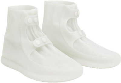 BAWALY Reusable Waterproof Silicone Shoe Cover for Rain | Anti-Slip Protector | 29 CM Silicone White Boots Shoe Cover(X-Large Pack of 1)