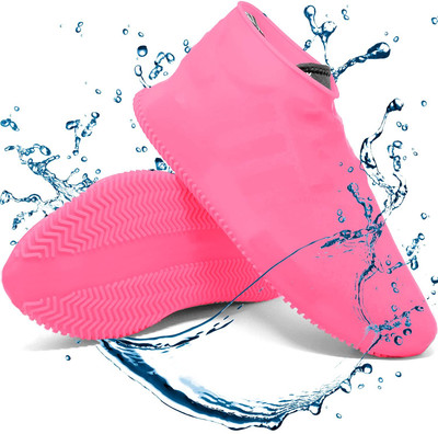 Dermeida Antiskid Silicone Rain Boots Cover for Men Women Silicone Pink Boots Shoe Cover, Flat Shoe Cover(Large Pack of 1)