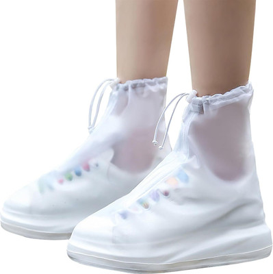 hsbtreads Rain Boots Shoe Covers Waterproof for Men Women Shoe size-m Silicone White Boots Shoe Cover(m Pack of 1)