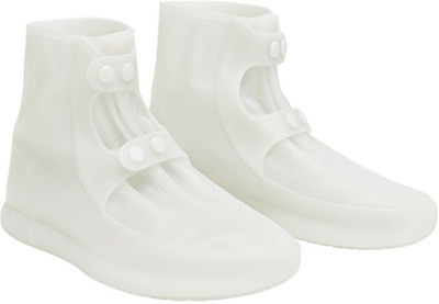 BAWALY Silicone Shoe Cover,Double-Breasted 30.5 cm Waterproof Shoes Cover for Rainy Silicone White Boots Shoe Cover(XX-Large Pack of 1)