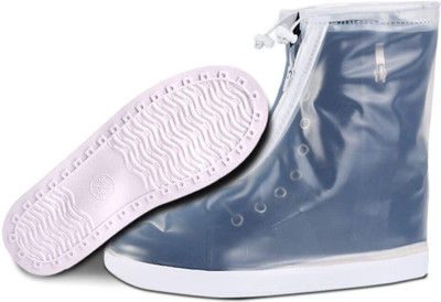 BAWALY Waterproof Reusable Rain/Snow Shoe Covers Polyresin White Boots Shoe Cover(Large-L Pack of 1)