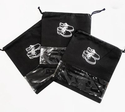 MINKAAI Shoe Cover Polyester Black Boots Shoe Cover, Flat Shoe Cover, Toes Shoe Cover(43CM X 30CM Pack of 4)