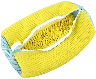 CONTACTS Shoe Wash Bag | 360° Wrap Design | Reusable for Machine & Dryer Use Microfibre Yellow Flat Shoe Cover(39*5*19 Cm Pack of 1)